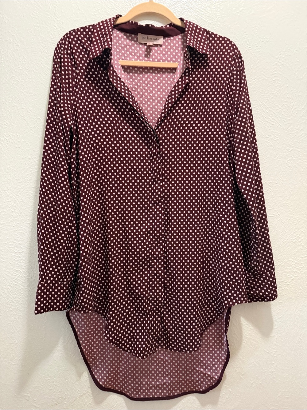 Philosophy Burgundy Polka Dot Button-Down Shirt